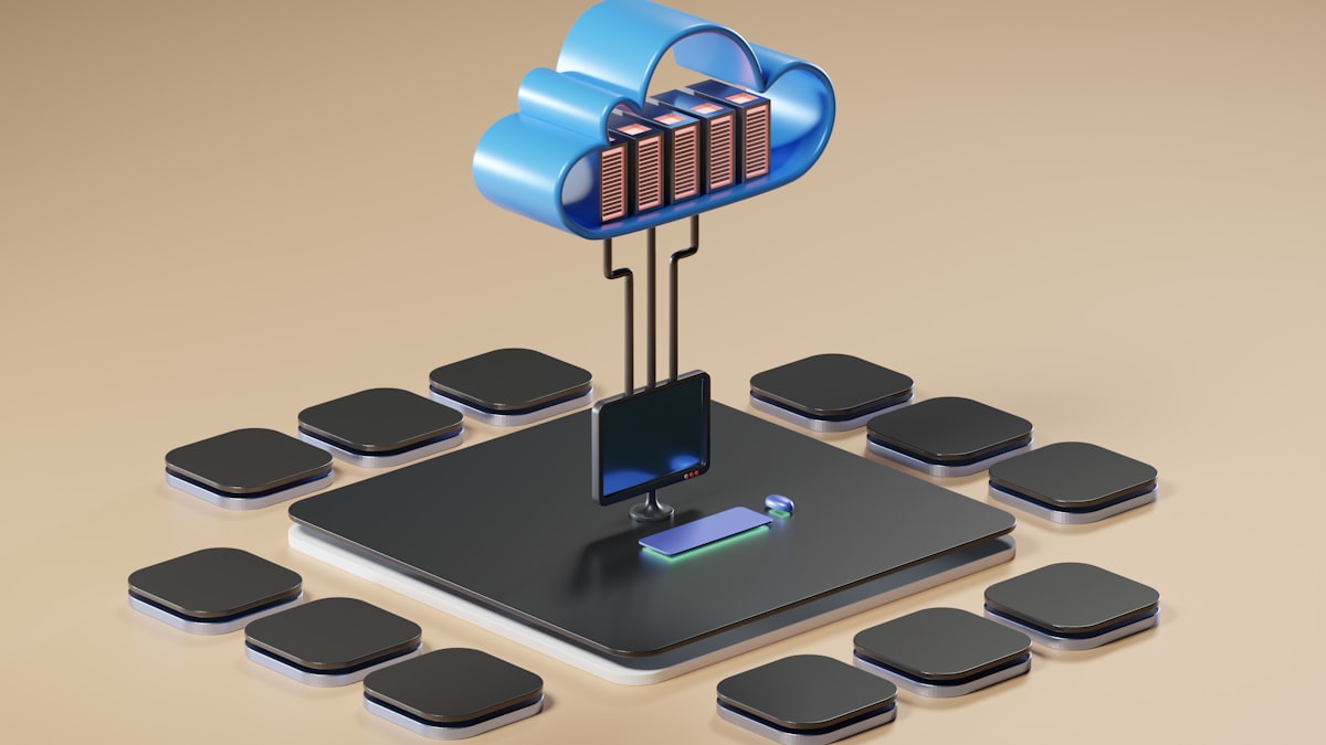 Cloud computing and database network diagram
