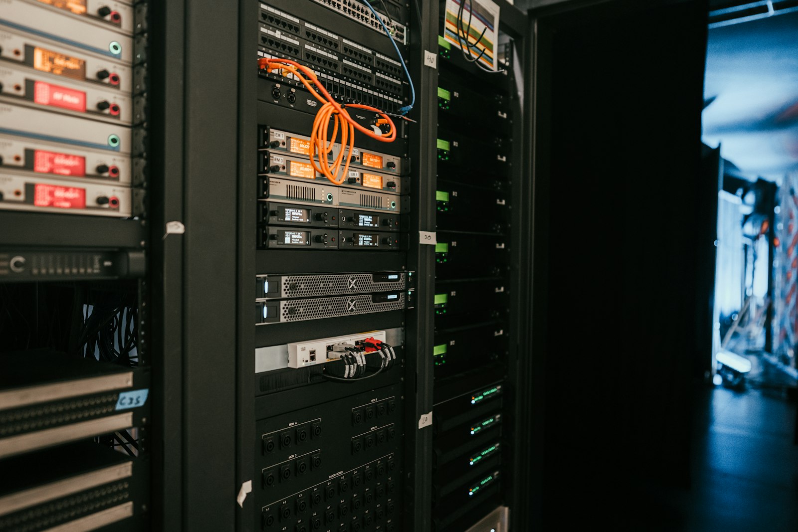 Server room rack representing cloud infrastructure and Azure administration
