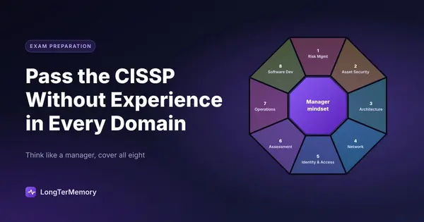 Cover: the eight CISSP domains as an octagon around the managerial mindset
