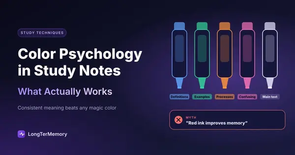 Cover: five highlighters for definitions, examples, processes, confusing points and main text, plus a debunked color myth