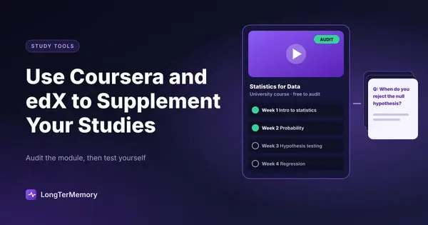 Cover: an audited online course with completed modules turned into recall flashcards