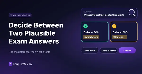Cover: two plausible answers side by side with the one differing phrase highlighted, and three steps to decide