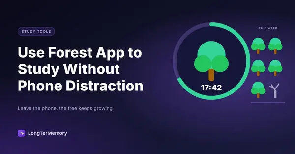 Cover: a focus timer growing a tree, next to a small forest of completed sessions and one withered tree