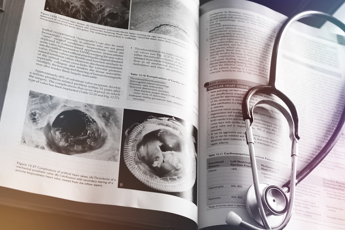 Medical books and stethoscope for MCAT preparation