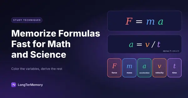 Cover: F = ma and a = v/t with color-coded variables for force, mass, acceleration, velocity and time