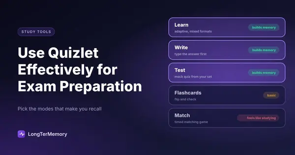 Cover: Quizlet study modes ranked: Learn, Write and Test build memory, Flashcards is basic, Match only feels like studying