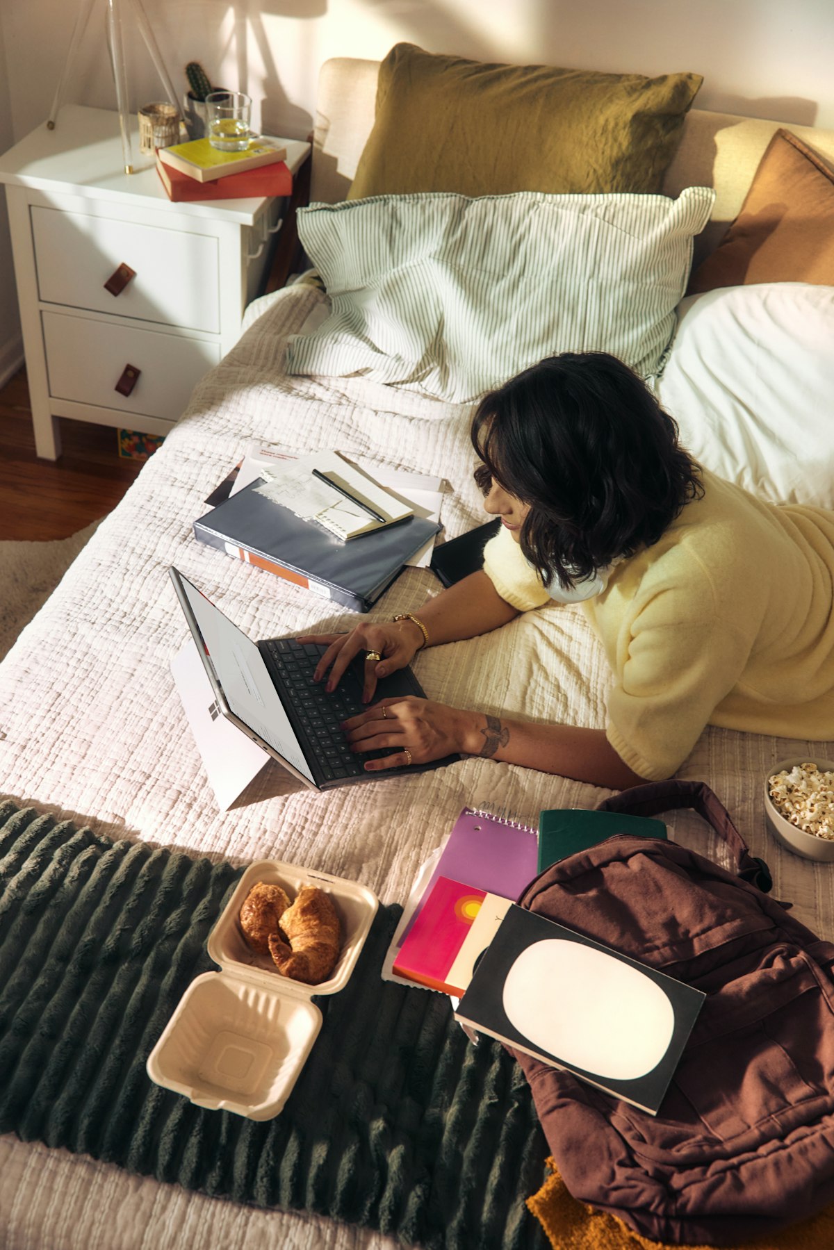 Student using a tablet to study with digital flashcards