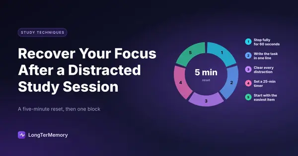 Cover: a five-step, five-minute focus reset dial, from stopping for 60 seconds to starting with the easiest item