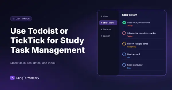 Cover: a study project in a to-do app with small dated tasks and priorities