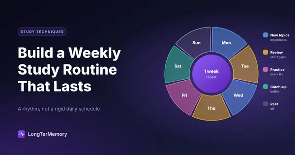 Cover: a week as a wheel, each day colored by new topics, review, practice, catch-up or rest